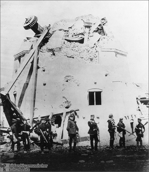 Deutsch-Dänischer Krieg: Zerstörte Mühle bei Düppel/Jütland (1864) 